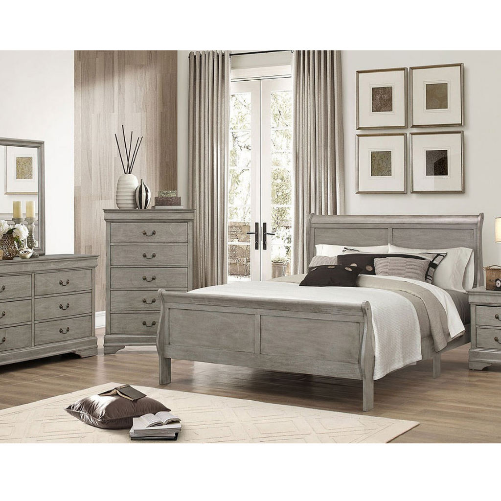 Crown Mark Louis Philip 3-Piece Bedroom Set - Gray