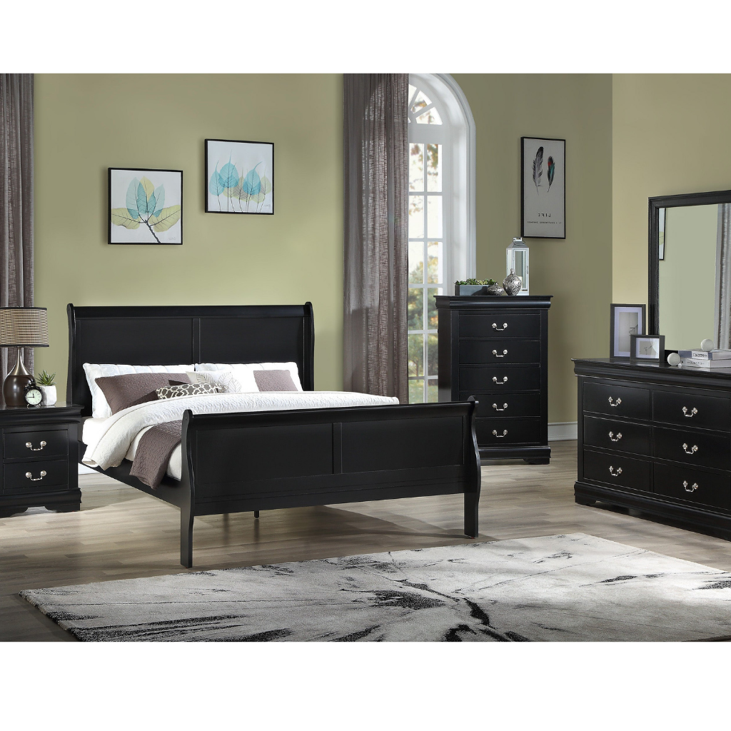 Crown Mark Louis Philip 3-Piece Bedroom Set - Black