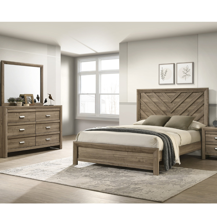Crown Mark Valor 3-Piece Bedroom Set - Light Brown