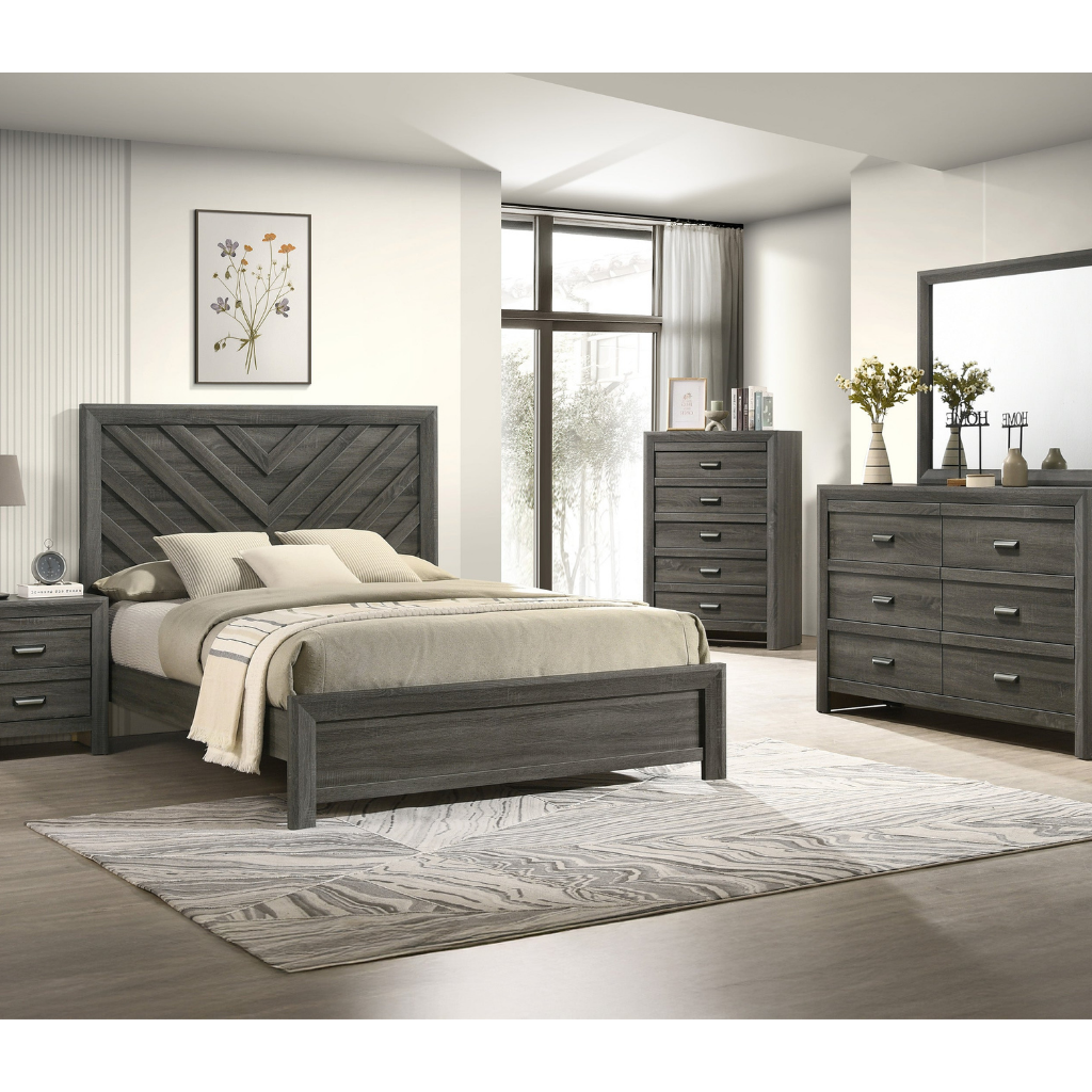 Crown Mark Valor 3-Piece Bedroom Set - Gray