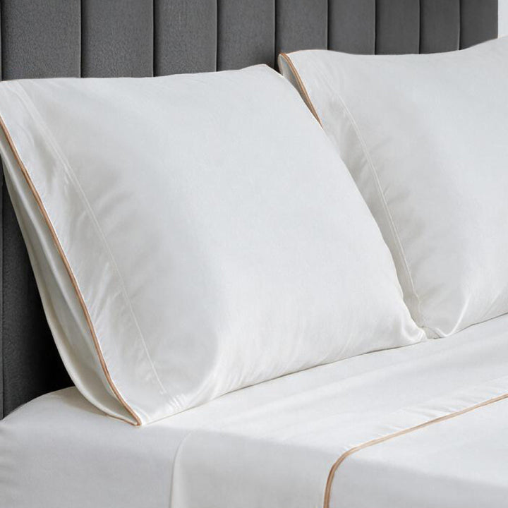 Resort Bamboo Pillowcase Set by Cariloha — White/Stone Merrow Edge