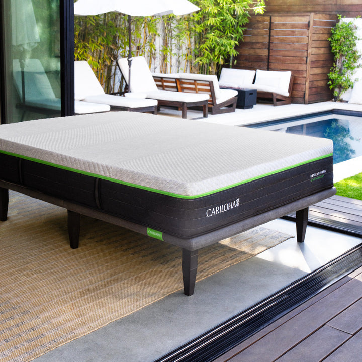 Cariloha Retreat Hybrid Mattress — bare retreat mattress on a base