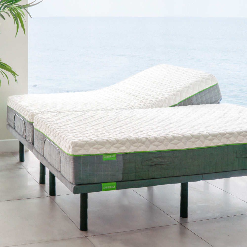 Cariloha Resort Bamboo Mattress — bare resort mattress on an adjustable base
